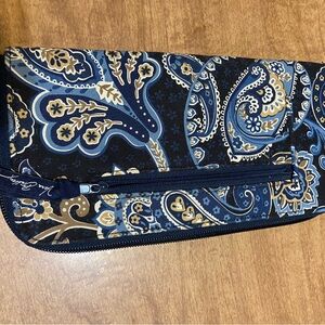 Vera‎ Bradley Windsor Navy Blue Travel Organizer Passport Document Wallet Case